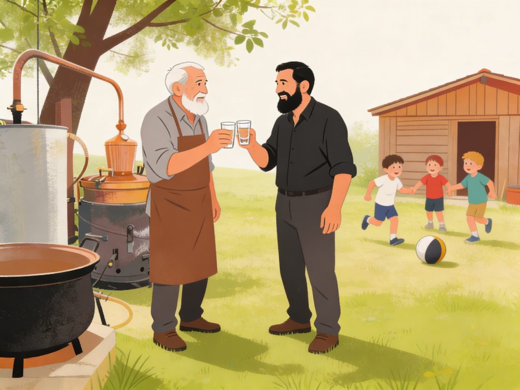 rakija strsljen nazdravljanje uz bakarni kotao